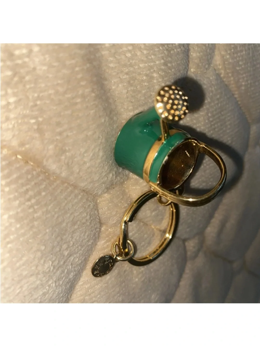 J. Crew RARE Flower Watering Can Keychain Green Gold Color‎